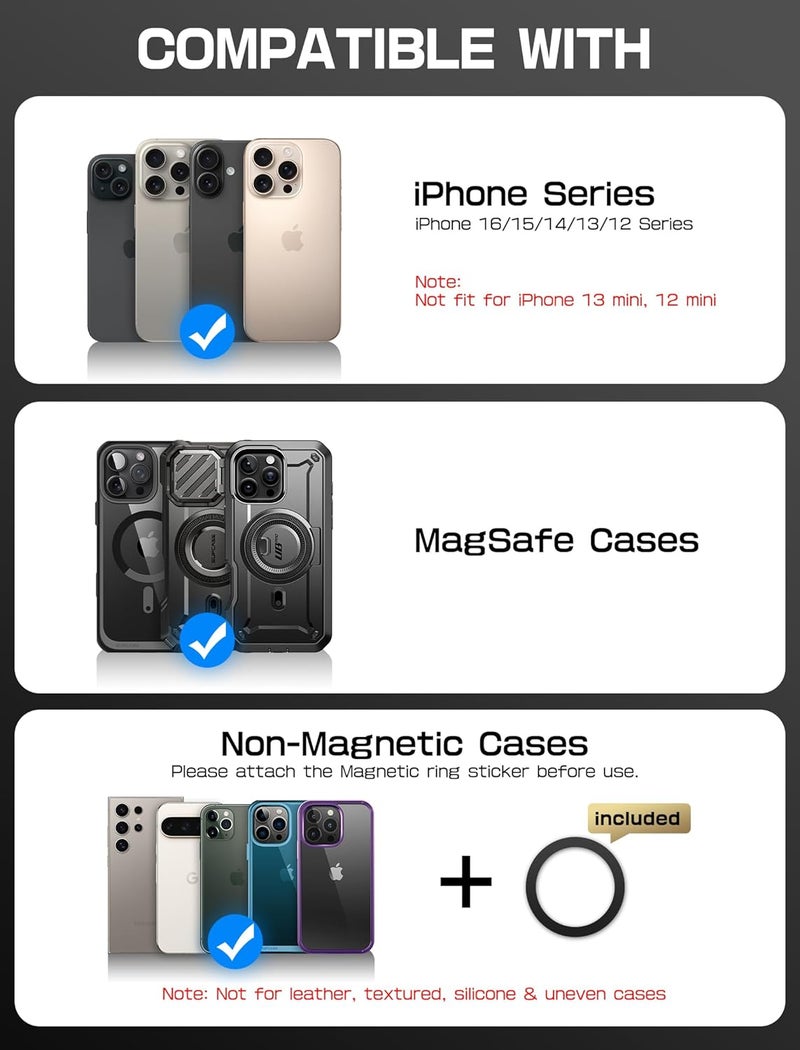 SupCase محفظة ماغ سيف مع حامل آير تاج، محفظة مغناطيسية للرجال، [تحمل 5 بطاقات] [حامل قابل للتعديل] [حماية RFID] حامل بطاقات ثلاثي القوائم لسلسلة آيفون 17/16/15/14/13/12، ذهب صحراوي - Image 2